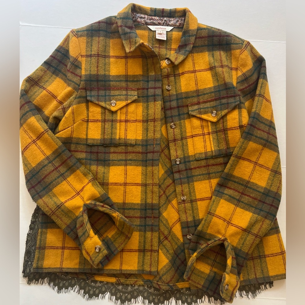 Sundance size 4 shacket, wool & lace coat jacket.